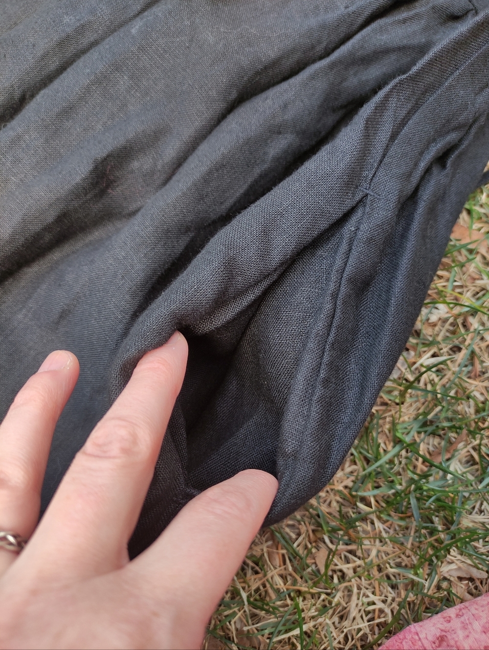Not Perfect Linen "Mama Maxi" Dress In Black Linen, Size Large - Picture 4 of 10